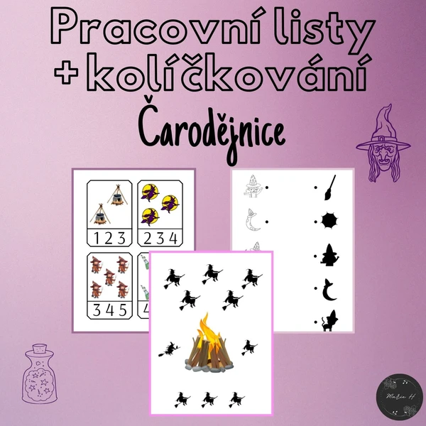Čarodějnice, pracovní listy a kolíčkování 1