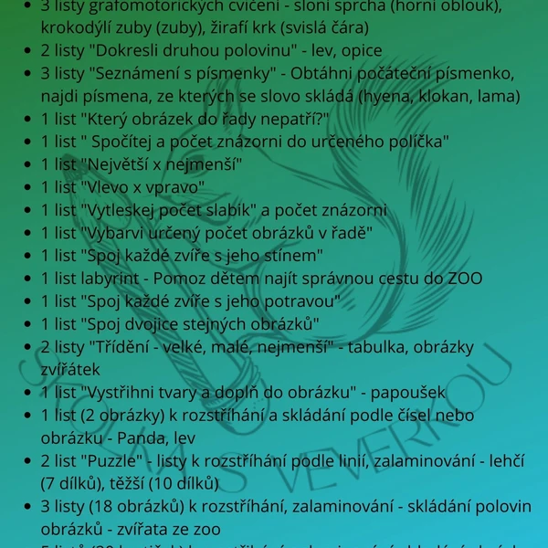 V ZOOLOGICKÉ ZAHRADĚ - pracovní listy 1