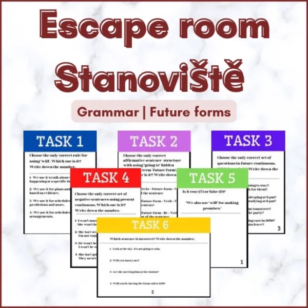 Escape room | Stanoviště | Gramatika Budoucí časy 1