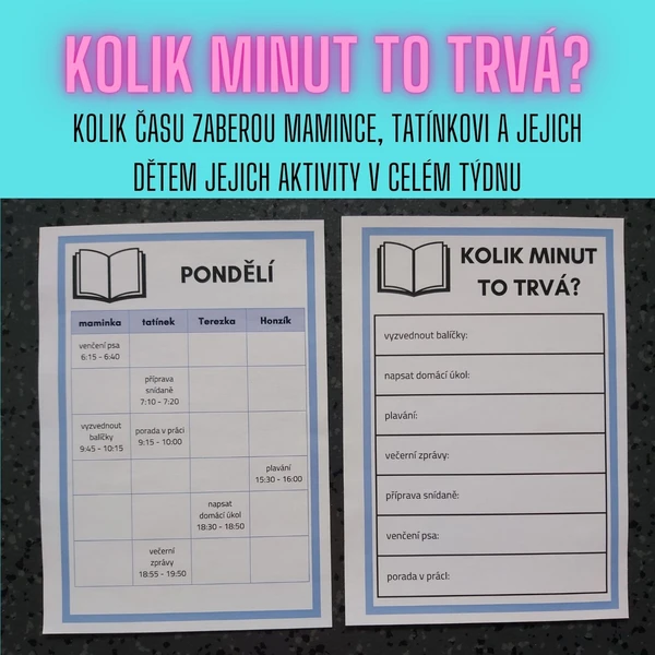 Kolik minut to trvá? - Aktivity členů rodiny v celém týdnu 1