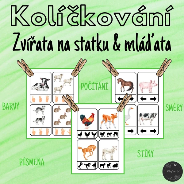 Zvířata na statku & mláďata, kolíčkování 1