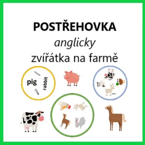 Postřehovka (anglicky)-zvířátka na farmě 1