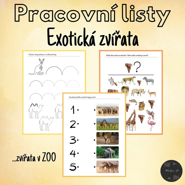 Exotická zvířata, pracovní listy 1