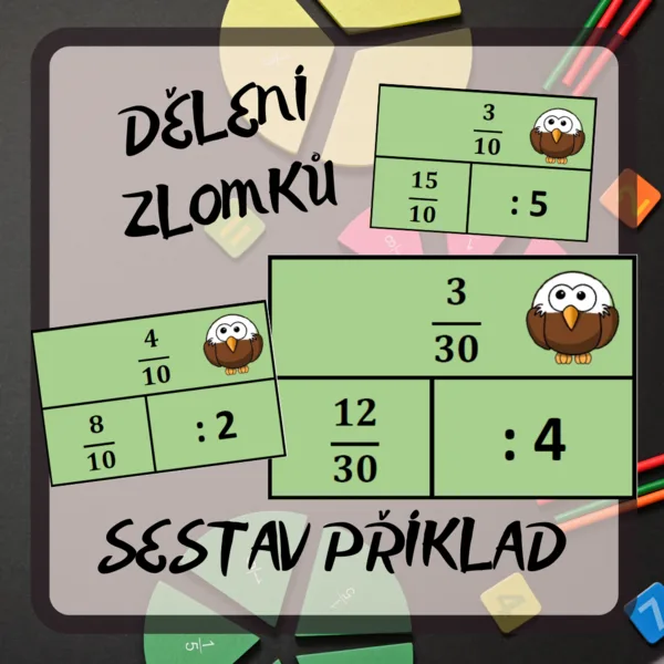 Sestav příklad - ZLOMKY - dělení celým číslem 1