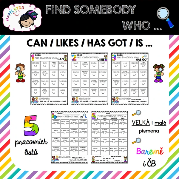 FIND SOMEBODY WHO ... - pracovní listy 1