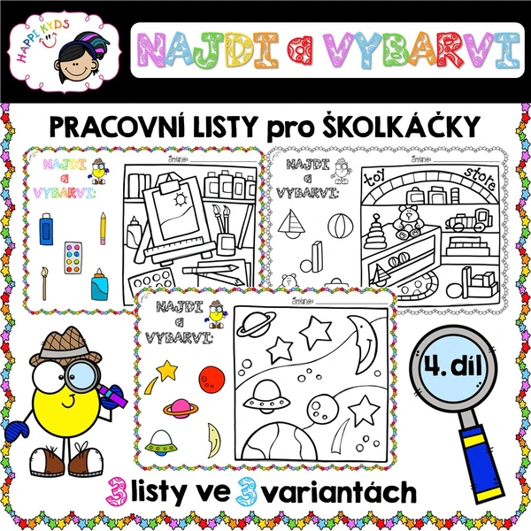 NAJDI a VYBARVI 4 - pracovní listy pro školkáčky 1
