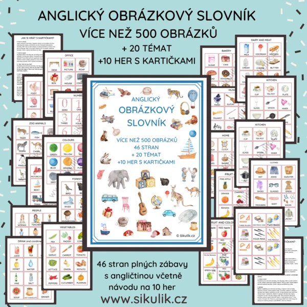 ANGLICKÝ  OBRÁZKOVÝ SLOVNÍK v kartičkách + 10 her BONUS 1