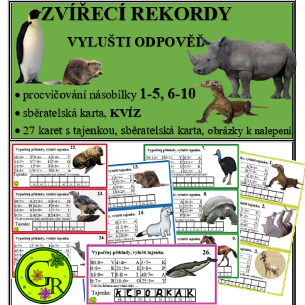 ZVÍŘECÍ REKORDY- opakujeme násobilku 1