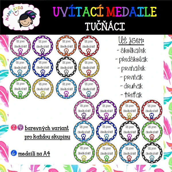UVÍTACÍ MEDAILE - TUČŇÁCI - od školky po 3. třídu 1