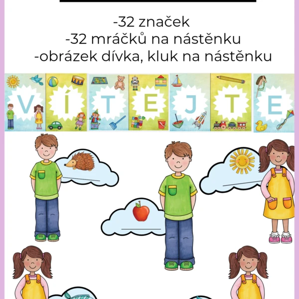 Girlanda: VÍTEJTE+značky pro děti MŠ 1