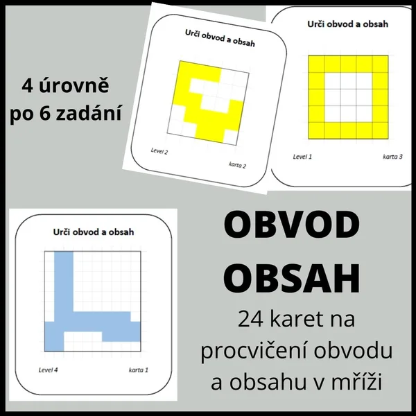 OBVOD A OBSAH v mříži - gradované karty 1