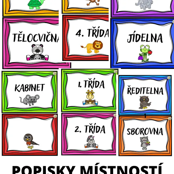 Popisky místností ve škole - zvířátka 1