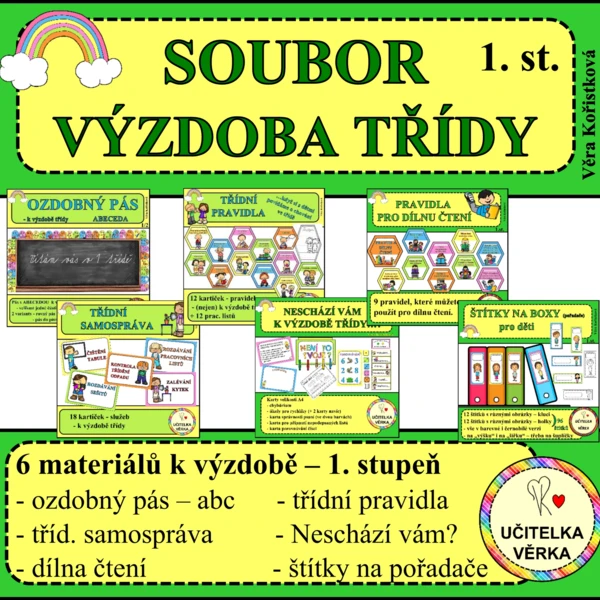 SOUBOR 6 MATERIÁLŮ K VÝZDOBĚ TŘÍDY- 6v1 – BAREVNÁ ŘADA 1
