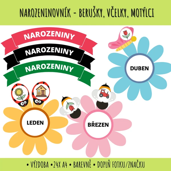 Narozeninovník - berušky, včelky, motýlci  1