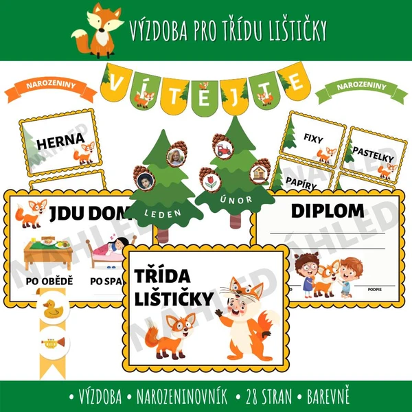 Výzdoba a narozeninovník - Lišky, Lištičata, Lištičky 1