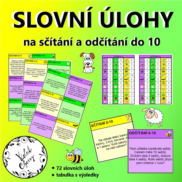 Slovní úlohy na sčítání a odčítání 0-10 1