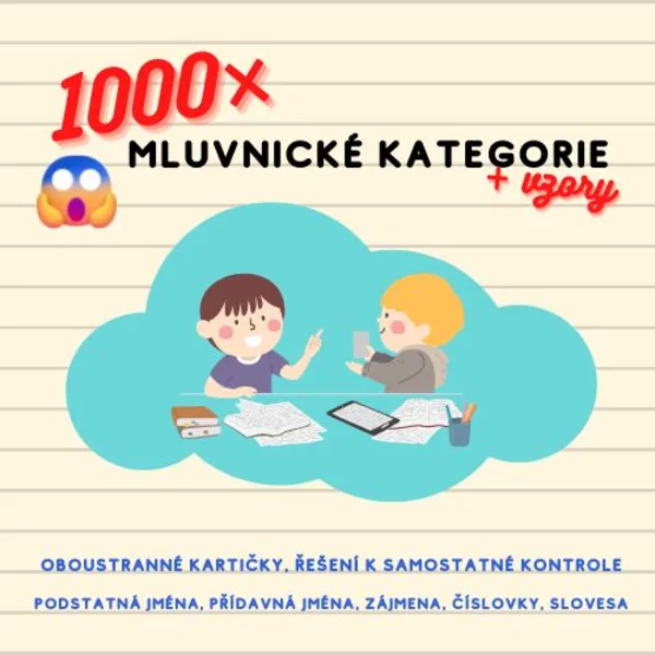 1000 ks kartiček k opakování mluvnických kategorií 1