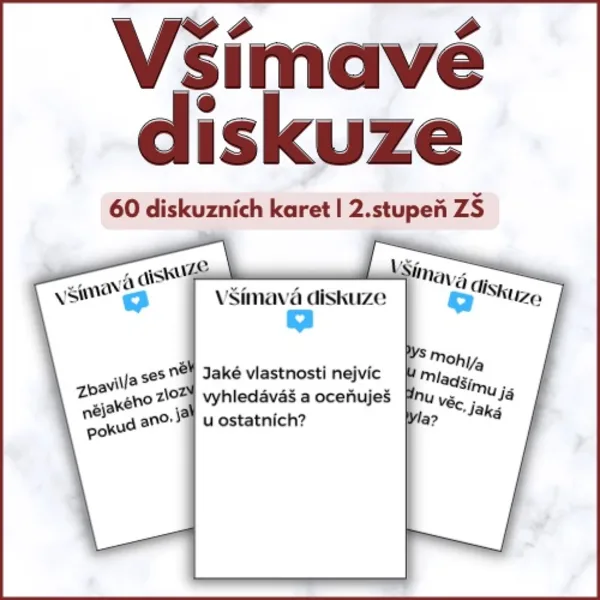 Všímavé diskuze | 60 diskuzních karet | 2.stupeň ZŠ 1
