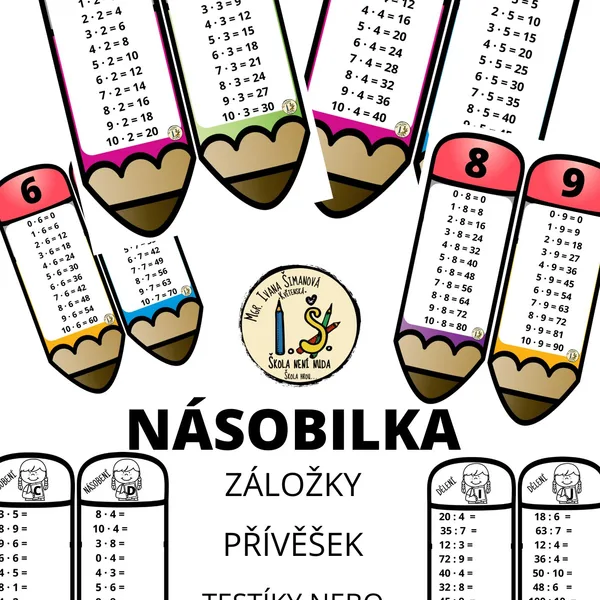 Násobilka – záložky, přívěšek, testíky nebo procvičování 1