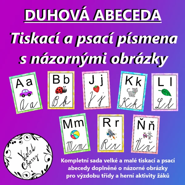 Duhová abeceda 5 - Tiskací a psací písmena s názornými obrázky 1
