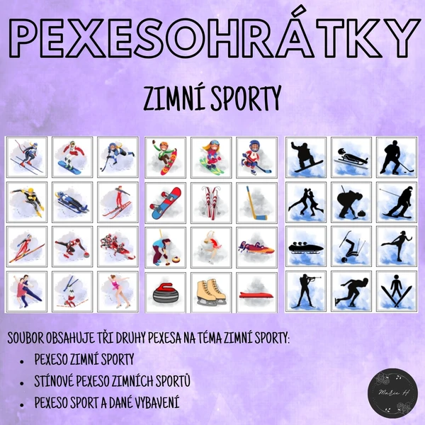 Zimní sporty, pexesohrátky 1