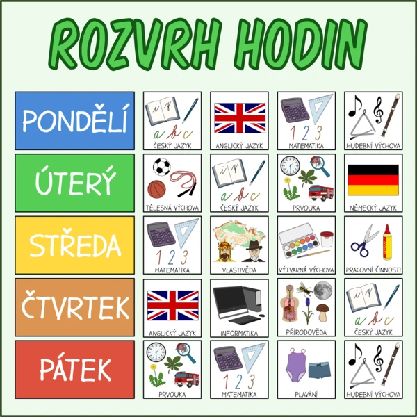 Obrázkový rozvrh hodin 1