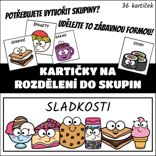 Kartičky na rozdělení do skupin 1