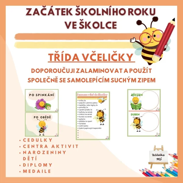 Cedulky pro třídu Včeliček 1