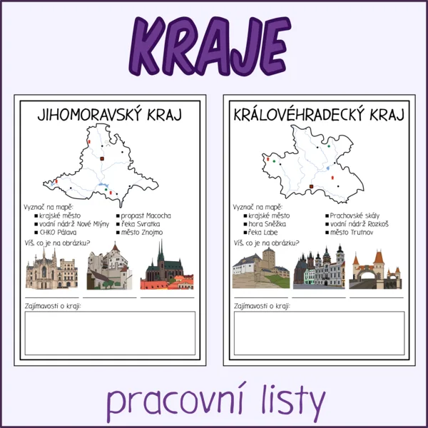 Kraje ČR - Pracovní listy 1