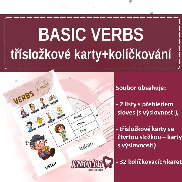 Basic verbs třísložkové karty + kolíčkování 1