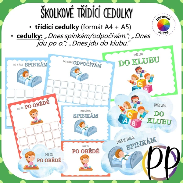 Školkové třídící cedulky - odchody 1