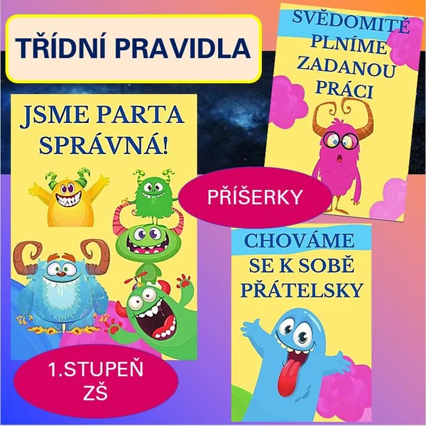 TŘÍDNÍ PRAVIDLA S PŘÍŠERKAMI - VÝZDOBA TŘÍDY 1