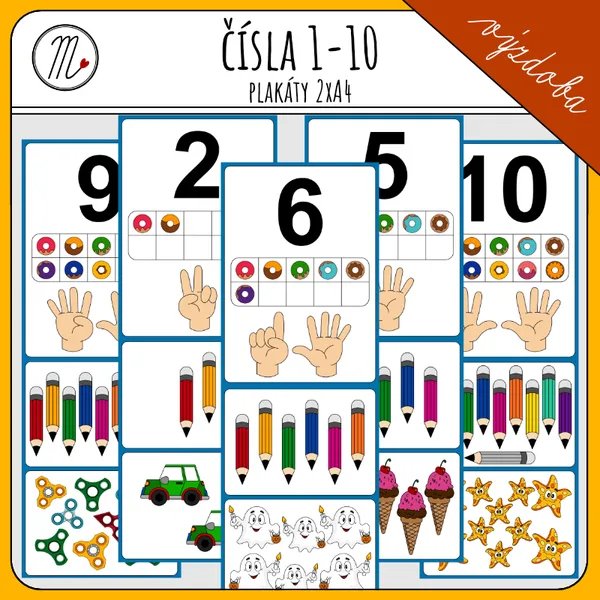 Obrázkové plakáty 2xA4 s čísly 1-10 1