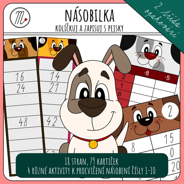 Násobilka s pejsky - kroužkuj, kolíčkuj 1