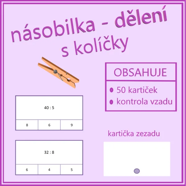 Násobilka - dělení s kolíčky 1