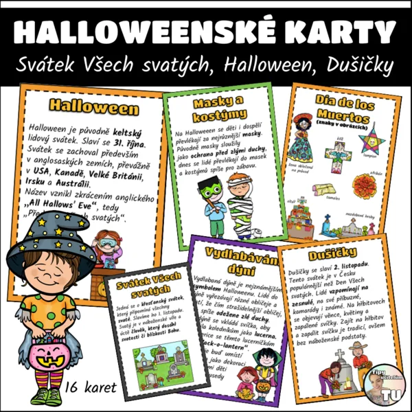 Halloweenské karty + svátek Všech svatých + Dušičky + Día de los Muertos 1