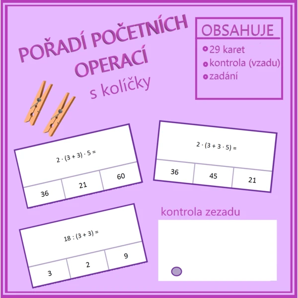 Pořadí početních operací s kolíčky (závorky, násobení, dělení) 1