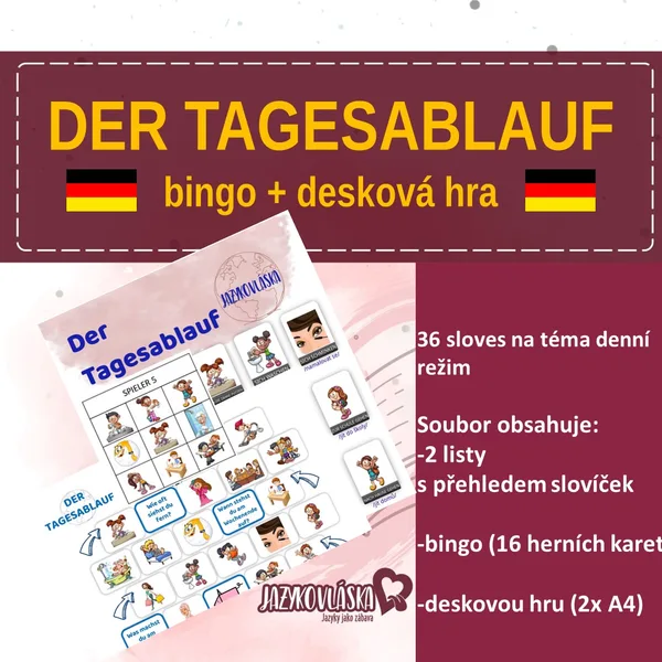 Der Tagesablauf bingo + desková hra 1