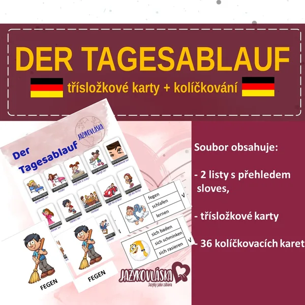 Der Tagesablauf třísložkové karty + kolíčkování 1