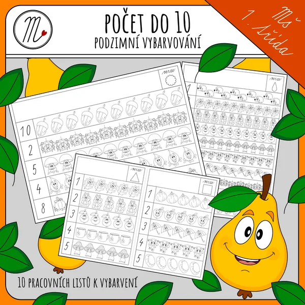 Počet do 10 - podzimní vybarvování 1