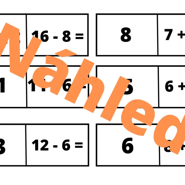 Domino- sčítání a odčítání do 20 s přechodem přes 10 1