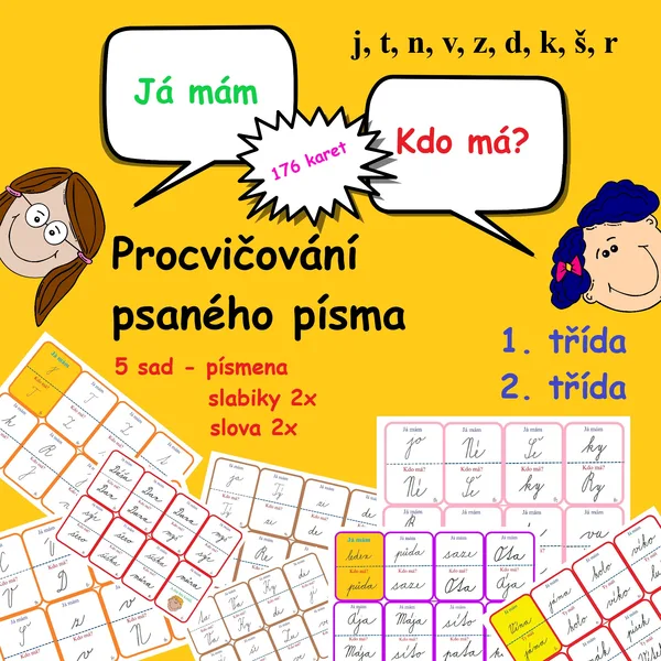 PROCVIČOVÁNÍ ČTENÍ PSANÉHO PÍSMA HROU-  Já mám, kdo má? - jtnvzdkšr 1