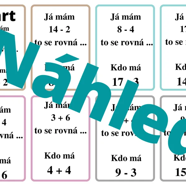 Sčítání a odčítání do 20 bez přechodu přes 10 - Já mám, kdo má 1