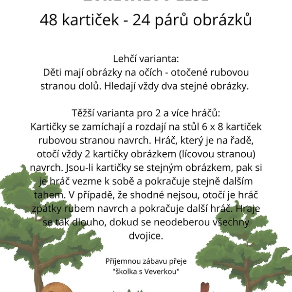 ZVÍŘÁTKA V LESE - pexeso 1