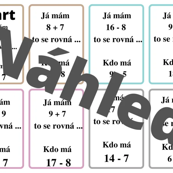 Sčítání a odčítání do 20 s přechodem přes 10 - Já mám, kdo má 1