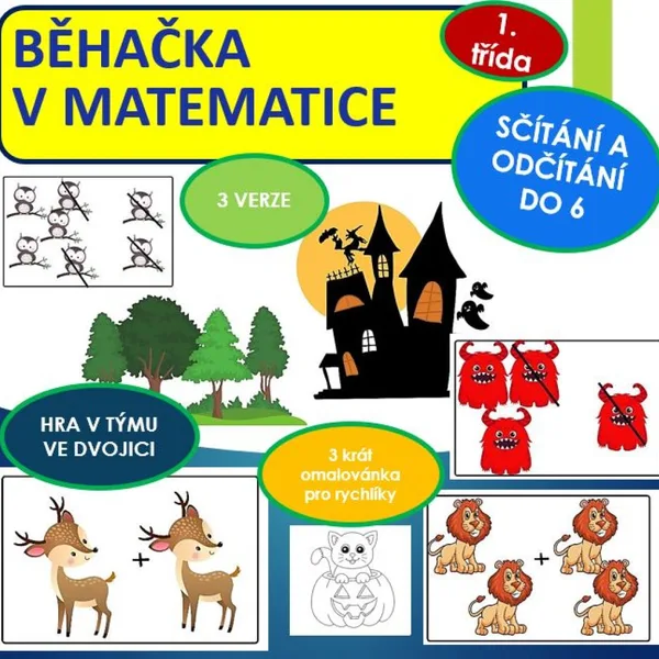 BĚHAČKA  - sčítáme a odčítáme do 6 ( 3 verze) 1