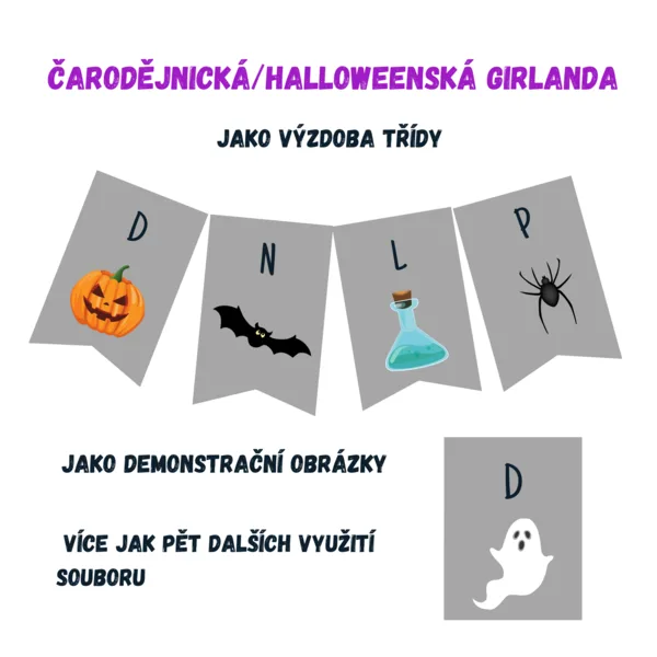 Strašidelná girlanda - demonstrační obrázky, víc jak 5 využití 1