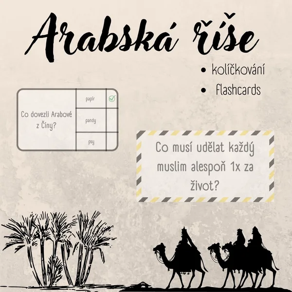 Arabská říše - flashcards, kolíčkování 1