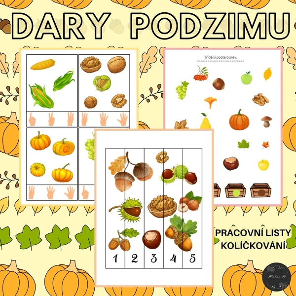 Dary (plody) podzimu, kolíčkování a pracovní listy 1