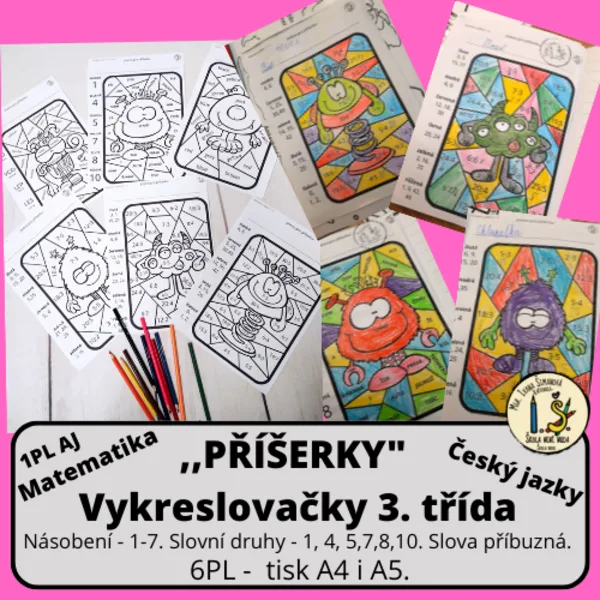 Příšerky - vykreslovačky 3. třída - M, ČJ, AJ 1